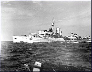 #OTD the first #HMCSSummerside was part of the <a href="/RoyalCanNavy/">Royal Canadian Navy</a> force off the coast of #JunoBeach during the D-Day landings. She was a Flower-class #corvette with pennant number K141 and survived the war. #PrinceEdwardIsland #PEI #OnThisDay #DDay