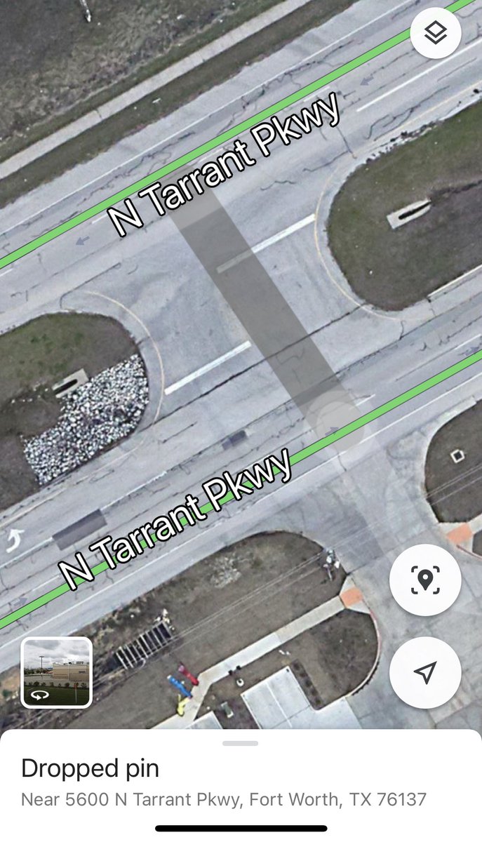 katbeers's tweet photo. @emmaenorton All the non-lighted intersections on North Tarrant from 35 to 377 are wide medians. You can see the stop stripes painted on the road. No others in the area that I’ve noticed. https://t.co/q6hp4ogR5C