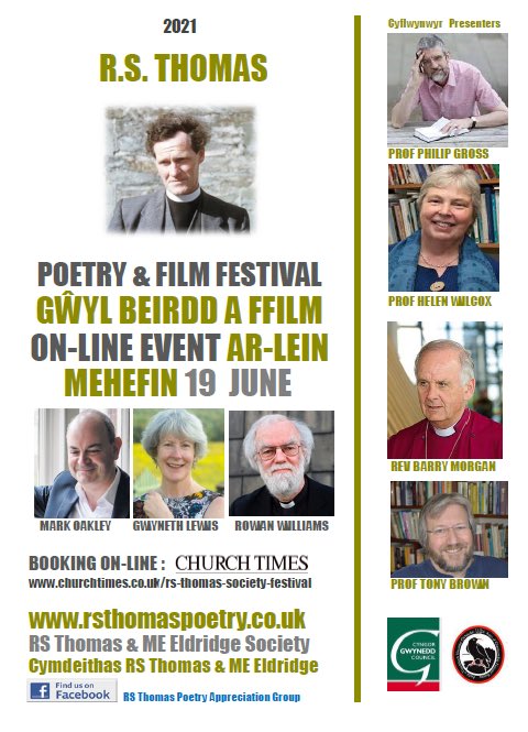R S Thomas (poet) (@rsthomaspoet) on Twitter photo <a href="/Planet_TWI/">Planet magazine</a> please RT
The #RSThomas & #MEEldridge Festival is online this year!
With Rowan Williams, Gwyneth Lewis, Mark Oakley & others.
Saturday 19 June 2021, 1.30-4pm BST. Only £10. Programme & tickets: churchtimes.co.uk/rs-thomas-soci… <a href="/Planet_TWI/">Planet magazine</a> please RT
The #RSThomas & #MEEldridge Festival is online this year!
With Rowan Williams, Gwyneth Lewis, Mark Oakley & others.
Saturday 19 June 2021, 1.30-4pm BST. Only £10. Programme & tickets: churchtimes.co.uk/rs-thomas-soci…