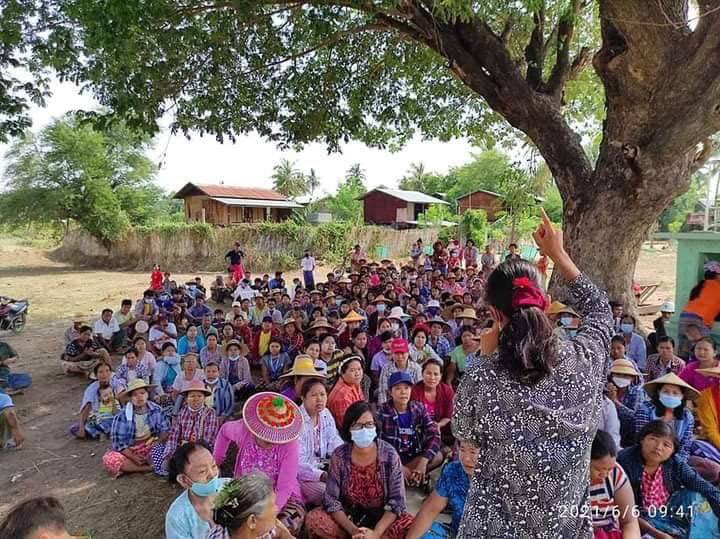 HillarySoe3's tweet photo. Residents from Nyaung Pin Gyi Ywa Shay group in Salingyi Township went on a strike against the military dictatorship. #RejectCoupRejectASEAN #WhatsHappeningInMyanmar #June6Coup https://t.co/sT1Ie4iXXF