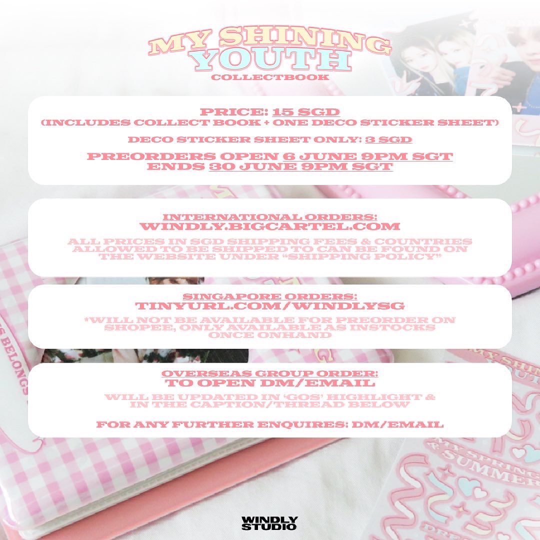[HELP RT]
my shining youth collectbook &amp; deco sticker 💗✨ by <a href="/windlystudio/">s. 📌 collectbook</a> 
—
now available for order 🛒
🌏 International: windly.bigcartel.com
🇸🇬 SG: tinyurl.com/windlysg
📩 DM for GOs
