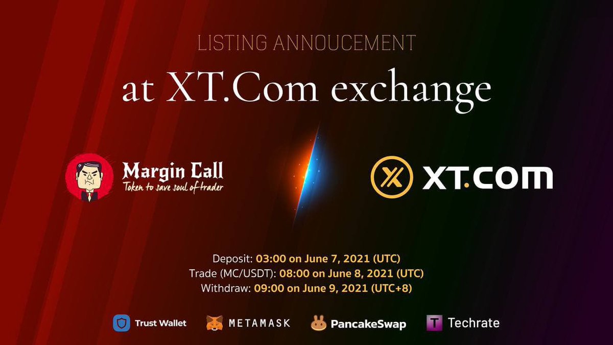 We are honored to announce that MC (Margin Call) will be listed on XT.COM. Detail: xtsupport.zendesk.com/hc/en-us/artic…