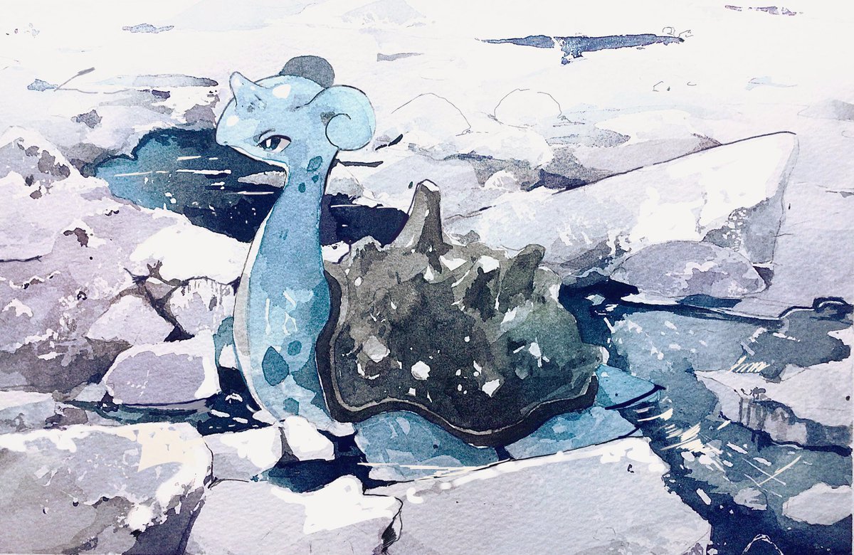 no humans pokemon (creature) solo snow outdoors traditional media watercolor (medium)  illustration images