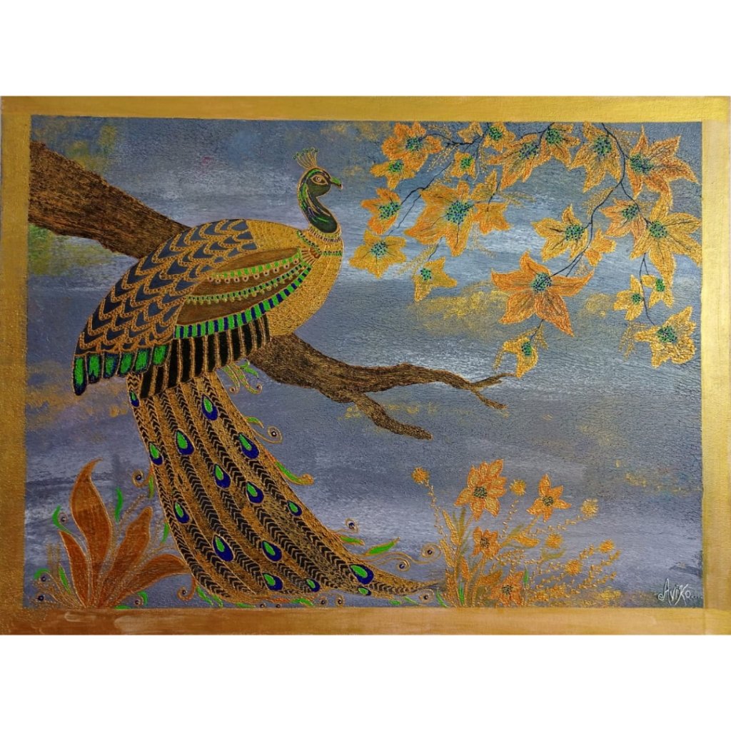 avikoart's tweet photo. Golden Peacocks-ancient culture symbols of cosmos, all-seeing wisdom, immortality&amp;light.
Name-Golden peacock-30"X40"
#avikoart #canvass #acrylic #texture #golden #mordernart #contemporaryart #womanartist #selftaught #peacock #art #bird #wildlife #nationalbird #decor #handmade https://t.co/QAosyMaO02