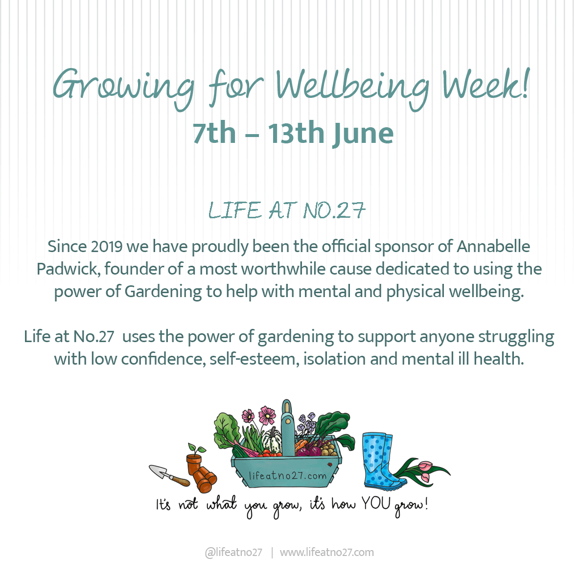 empathyrootgrow's tweet photo. Set up by Life at No. 27, the week is a celebration of the magic that growing your own produce can do for your wellbeing. It improves mental health, enables better physical health, provides an opportunity to connect with others, acquire new skills and enjoy the great outdoors.🪴 https://t.co/cDLUOPV04Y
