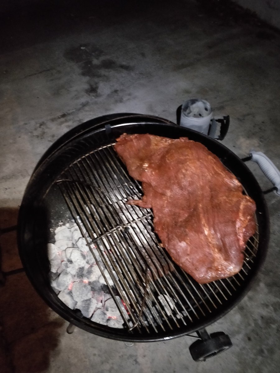 Brisket ready for an overnight cook.