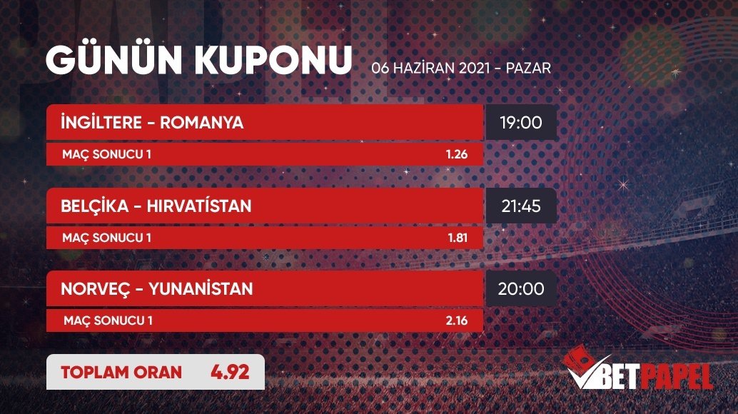 Betpapel'de Günün Kuponu⚡️#Pazar
Hemen üye ol ve sende binlerce şanslı kişiden biri ol!🎉

❶ <a href="/betpapelsosyal/">Betpapel</a> hesabını takip et!
❷ RT + 3 arkadaşını yoruma etiketle.

Kupon Kazanırsa 15 Kişiye Çekilişle 30₺ NAKİT!
ÇEKİLİŞ FORMU KATILIM: betpapel.link/gununkuponu
