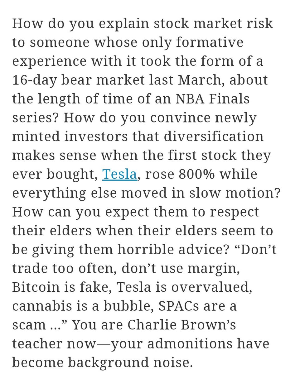To  the Zerodha/Robinhood generation of traders we (investors who have experienced 2008 crash) are nothing but slow moving geriatric investors who are long past their expiry dates 😀

fortune.com/2021/06/02/cha…?