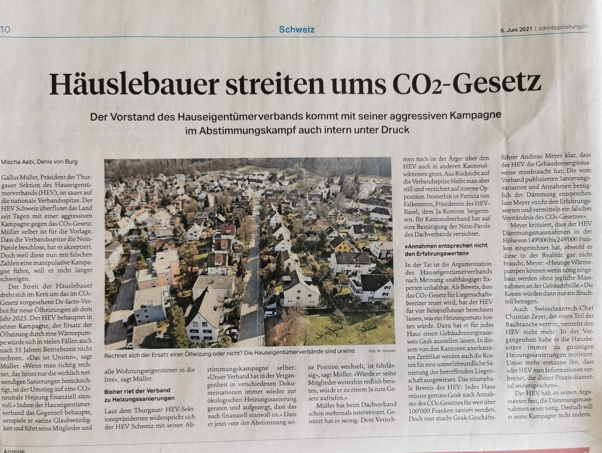 „irreführend“ „unhaltbar“ „falsches Verständnis“ „Missbrauch“ ▶️ Wenn Kantonal-Sektionen, unabhängige Experten &amp; Wirtschaftsverbände in <a href="/sonntagszeitung/">SonntagsZeitung</a> so über CO2-Gesetz Kampagne des Hauseigentümerverbands urteilen, sollte dieser wohl mal über die Bücher gehen🤨 @CO2GesetzJa