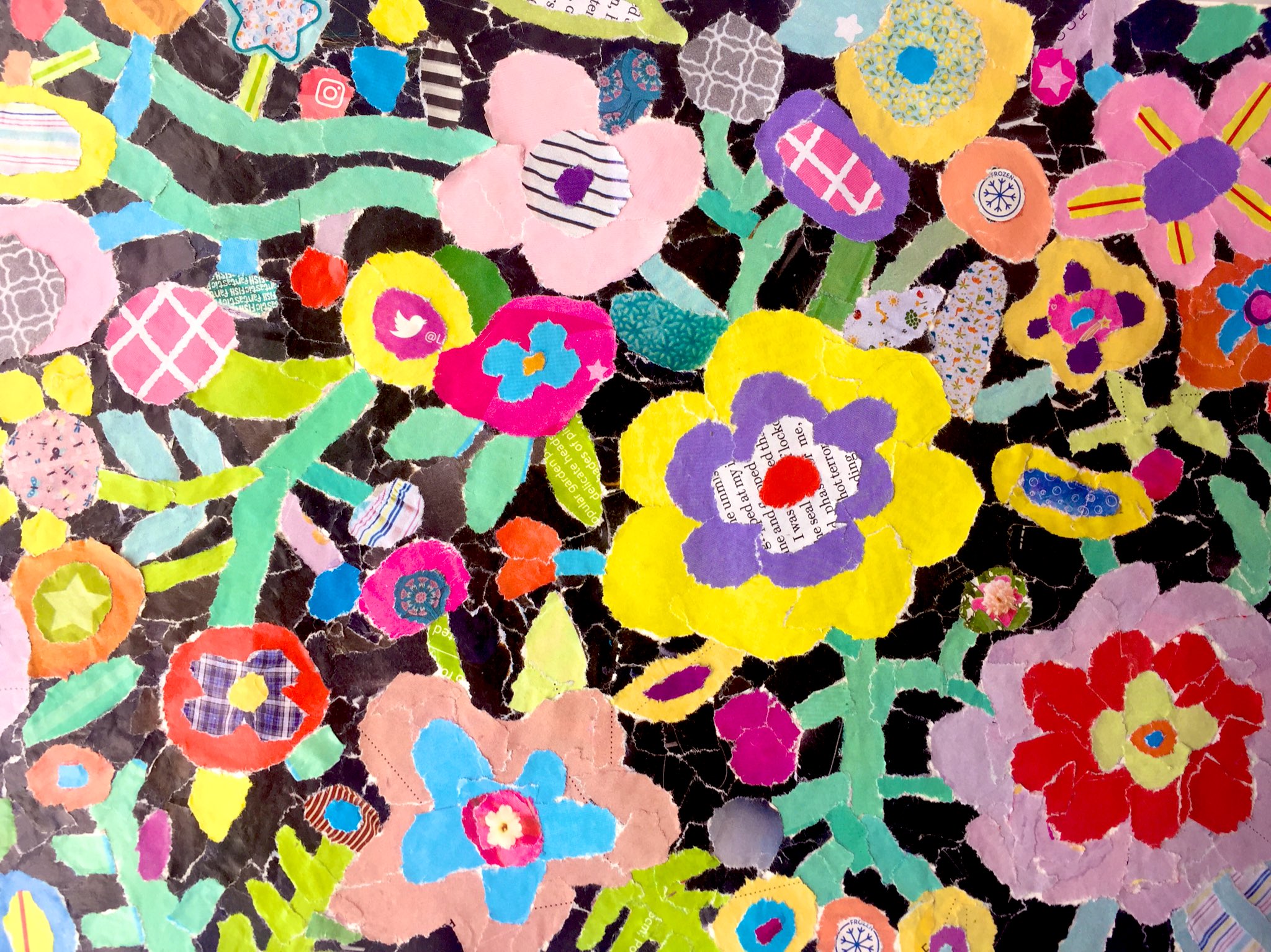 ロンパラ 小野雅子 ちぎり絵こんな感じに出来ました ツィッターのスズメちゃんもいるよ ちぎり絵 モザイク画 T Co Og11gibdwy Twitter
