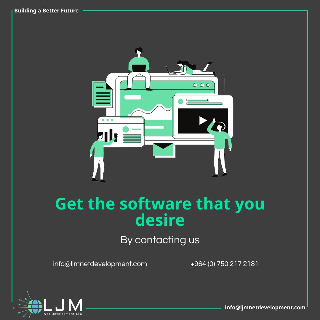 LJMNetDev's tweet photo. Get the software and the design that you desire by contacting LJM team. We are here to provide you with the best advanced software to make your business simpler and better. 
#LJM_net_development #Software #technology #Iraq #Cyprus https://t.co/1t7uGwv7pP