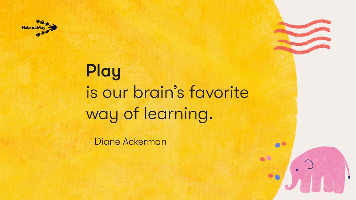 Nalandaway's tweet photo. Play in learning is a necessity. It makes learning enjoyable and can inspire creative thoughts.

#nalandaway #nalandawayfoundation #quotes #artforthought #happy #smile #artoftheday  #education https://t.co/g2FNsRmaGA