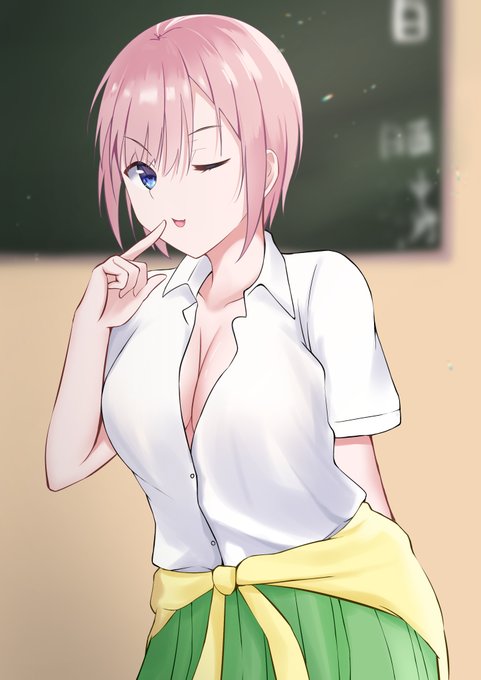 ほめてれさんがTwitterに投稿した中野一花(五等分の花嫁)のイラスト。