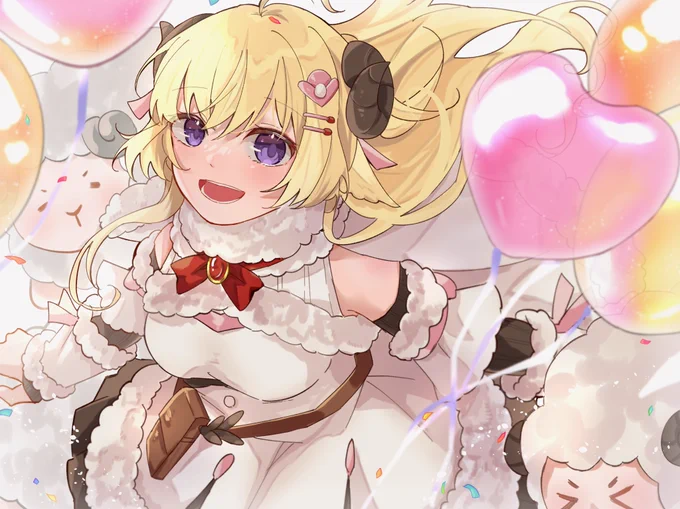 世界一かわいいひつじのわためぇお誕生日おめでとうぅぅぅぅ!!!🎉🎉🎉
#わための誕生日2021
#つのまきあーと 