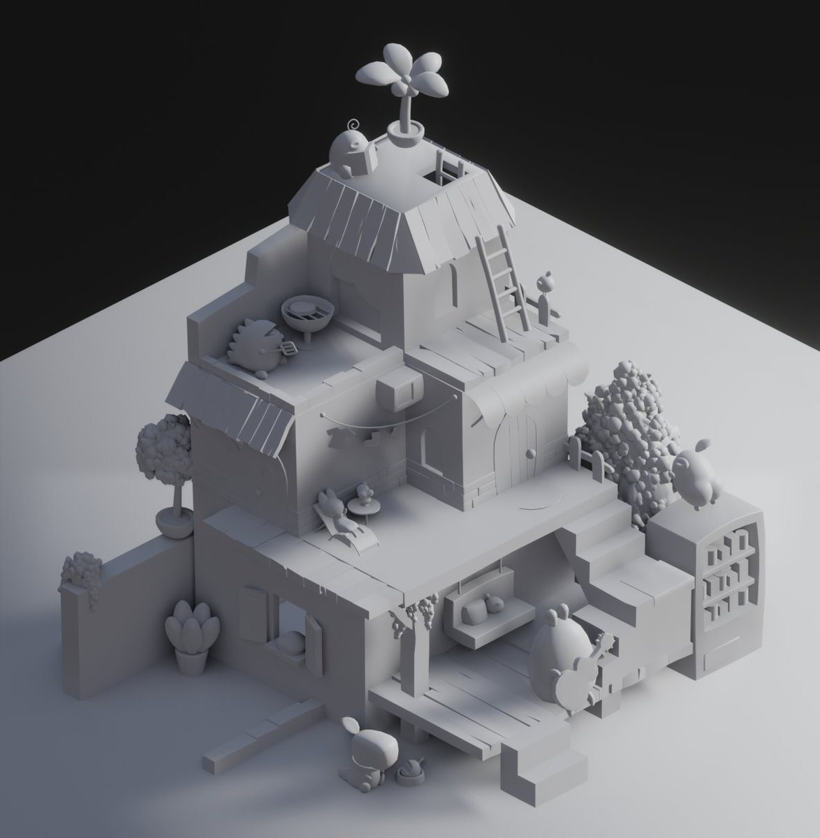 Ankorra_'s tweet photo. My first post here! 3D scene based on the cutest art by @stefscribbles 

#3dart #3d #blender #cute https://t.co/hQuapghGlR