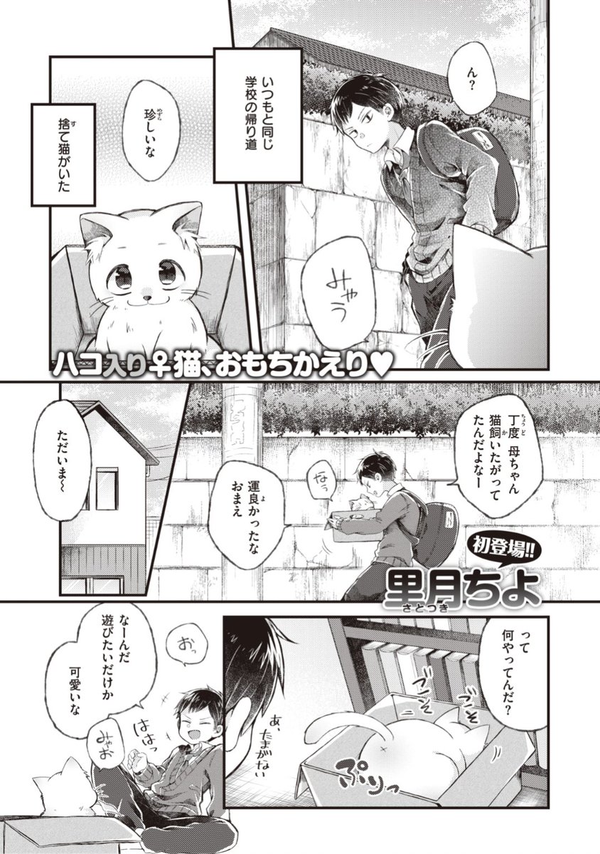 【Komiflo初登場♪】里月ちよ先生《にゃんとかしてよっ!!》捨て猫を拾って家に帰ると箱の中にメッセージを発見。指示通り「ブラジャー」を与えると...?♡気になる続きはこちら▷  https://t.co/xG37ljJnOw (WEEKLY快楽天No.21掲載) ※イメージ画像と実際の修正方法は異なります。 