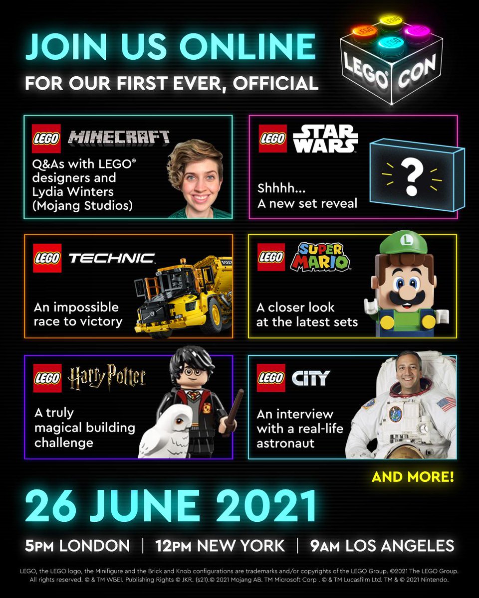 Here's a sneak peek of what's coming up on our first EVER official #LEGOCON! Join us online on 26 June at LEGO.com/LEGOCON 🎉