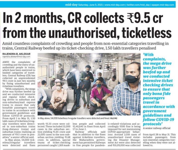 venupnair_nrmu's tweet photo. Just c this news of Rajendra Aklekar f Mid-day. From this also you can understand how the employees of CR are sincerely working n this COVID-19 period also but still GOI not ready to accept IR employees as Frontline Worker for vaccinations at least....🙏🚩🚩 https://t.co/un4sN8eD7c