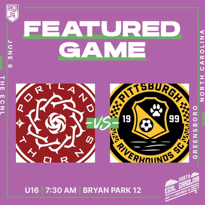 ECNLgirls's tweet photo. Day three kicks off with @PdxThornsAcad and @HoundsAcademy as our opening Featured Match of the day 👊

Follow this thread for live updates ⤵️ https://t.co/AfdGIKO2Cv