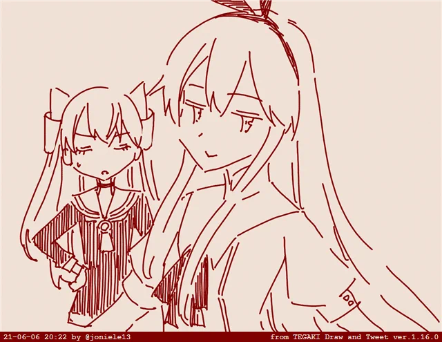 島風「逃げ足が速いの?」
天津風「ちょっとあなた、別のものが混ざってない?」 #tegaki_dt 
