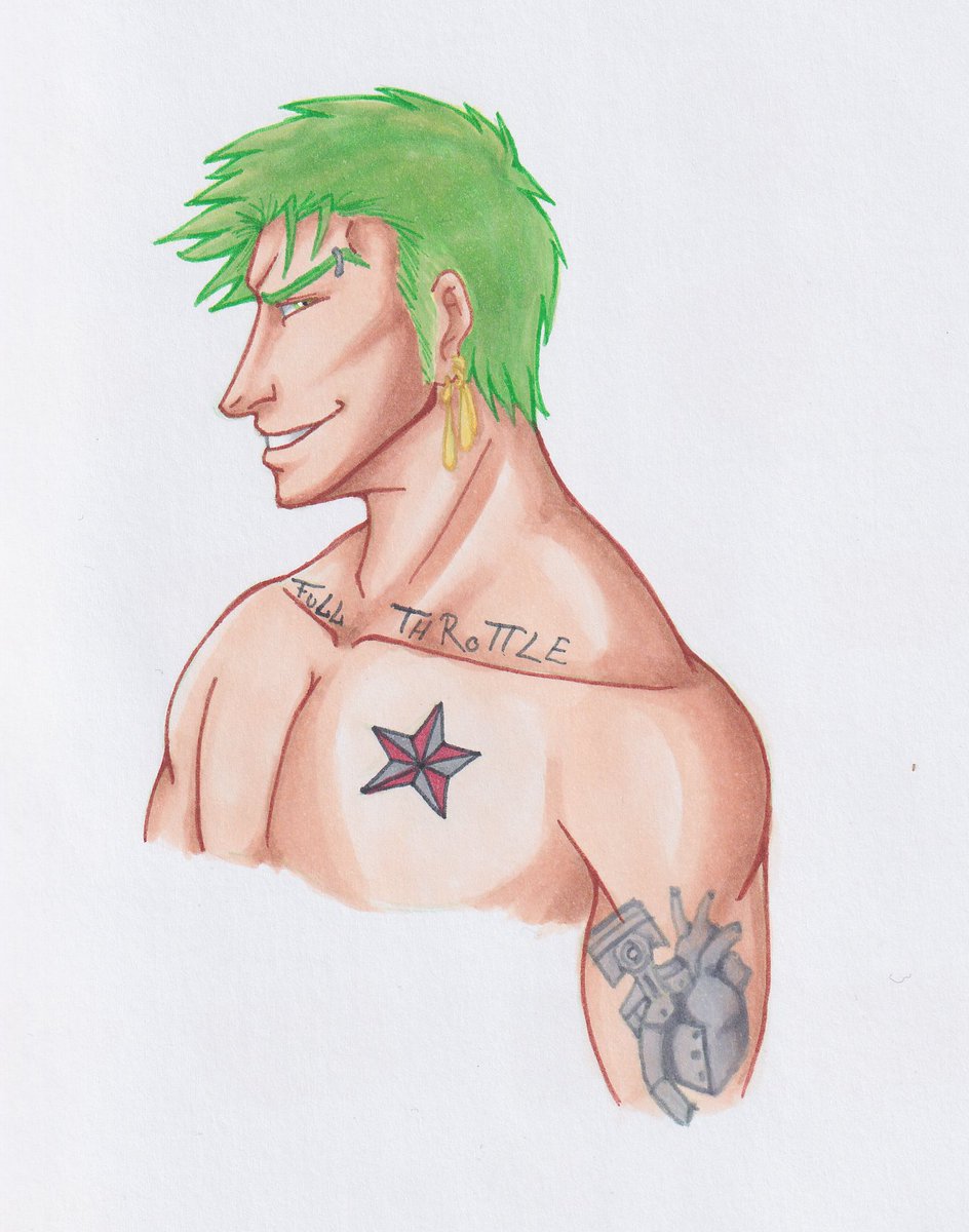 ArtSheeps's tweet photo. haven't done some #copic work in a while...
#RoronoaZoro also for my #bikerAU ! https://t.co/yqcE1q9wK2