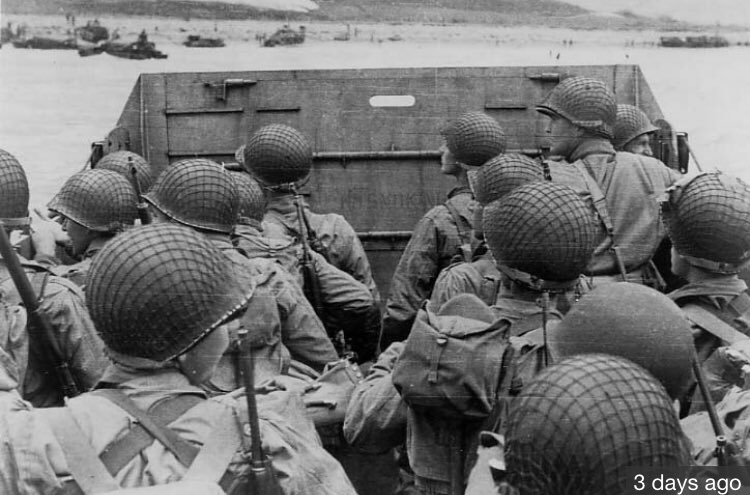 Thomas_S_James's tweet photo. On this day 77 years ago, First Army commanded all American ground and Airborne forces at Normandy. This photo speaks volumes about the bravery and valor displayed that day. We stand on the shoulders of giants! #DDay77 @FirstArmy https://t.co/iqLuDFd1Cp