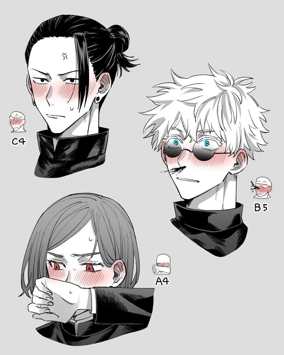 呪術廻戦 C4高専夏油 B5高専五条 野薔薇ちゃん 一気にまとめて描いてしまいました イナのイラスト