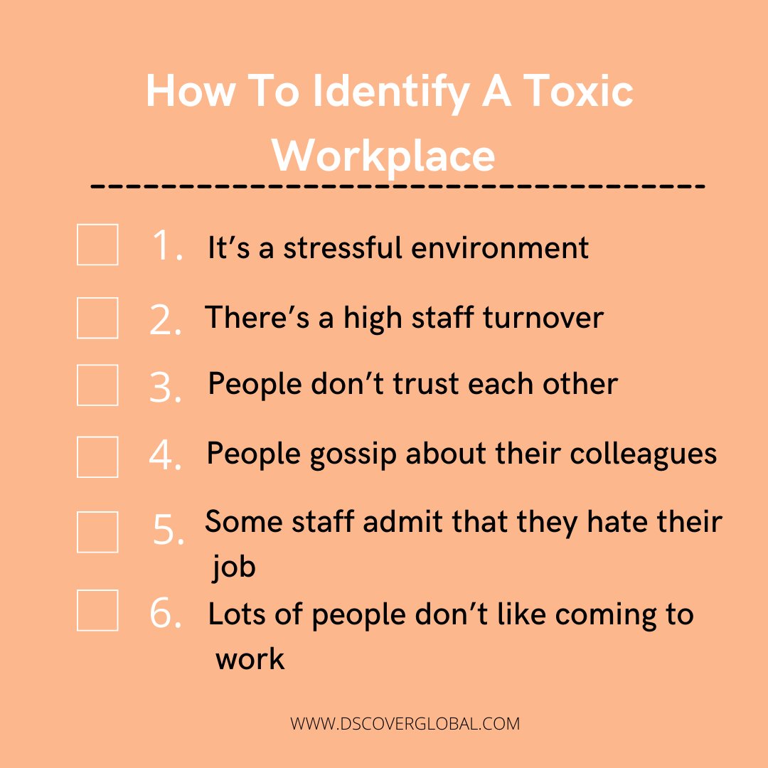 If you recognize any of the signs of toxicity in your workplace, then be sure to take action. Either speak to your boss &amp; discuss options/ implement as many of the options yourself as you are able to. A healthy work environment makes happier employees, better products &amp; services.