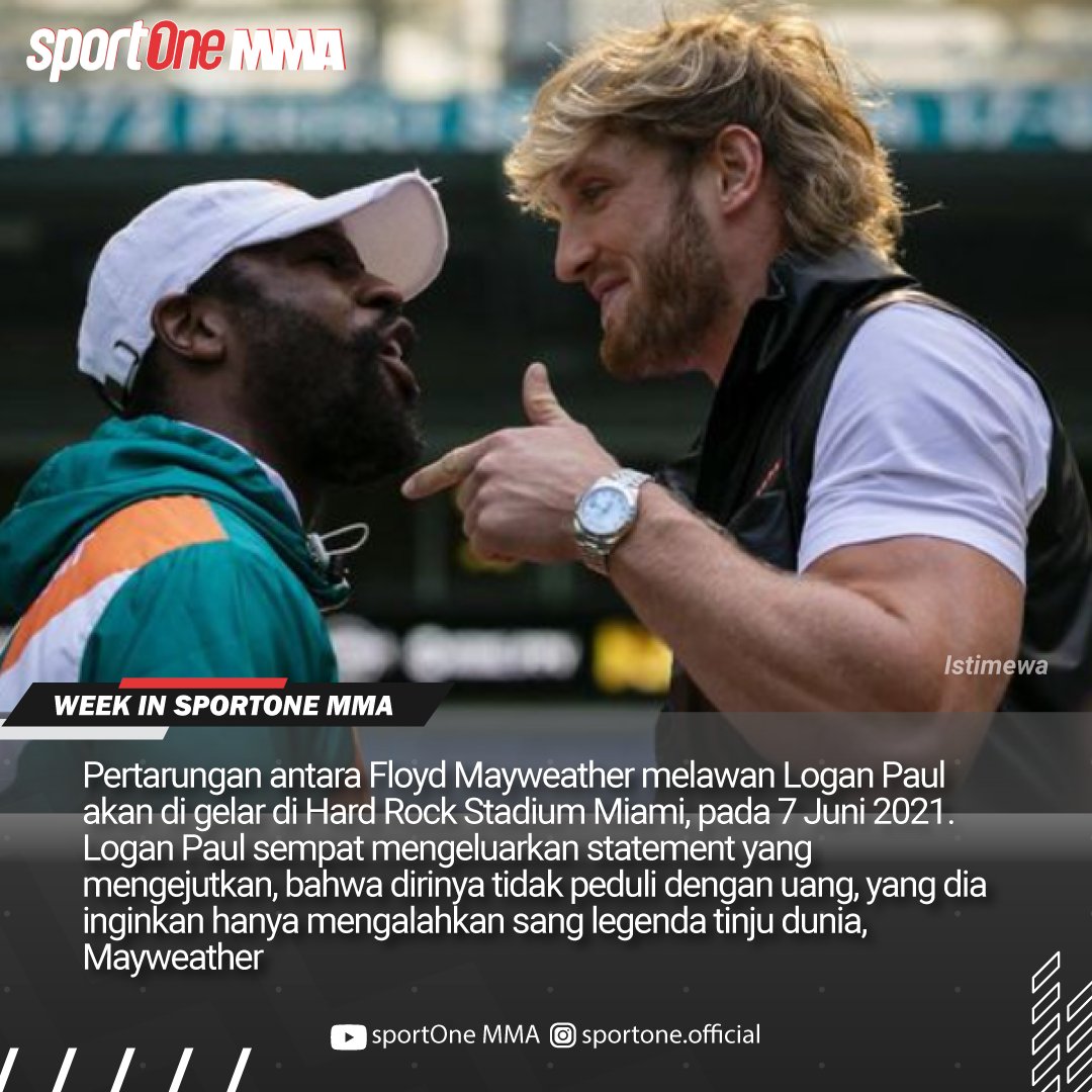 tvOneNews's tweet photo. Berikut berita - berita yang terjadi di dunia MMA & dunia boxing, dimana ada pertarungan fenomenal antara Floyd Mayweather melawan Logan Paul, hingga bocornya lawan berikut dari Kamaru Usman.
Selengkapnya saksikan di https://t.co/OwYKMOjHDW
.
#sportOneMMA #weekinsportone #UFC https://t.co/ZNlcoqRJla