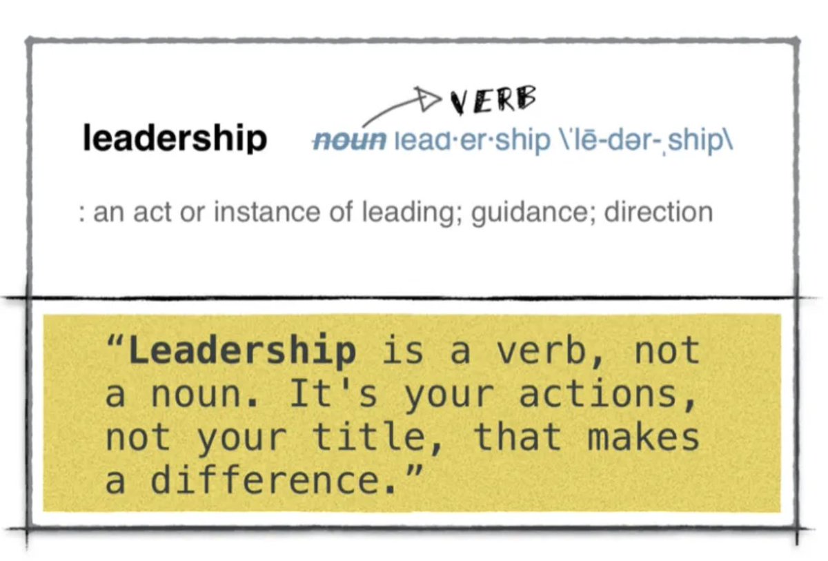 Leadership is a verb, not a noun. It's your actions, not your title, that makes a difference.