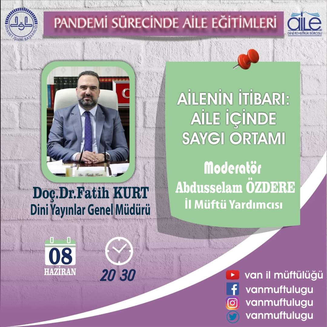 omerkeskin02's tweet photo. Pandemi Sürecinde Aile eğitimi Seminerleri bağlamında düzenlenen online konferansları devam ediyor. Salı günü düzenlenecek olana canlı yayınımıza Dini Yayınlar Gn.Müdürümüz Doç.Dr.Fatih KURT katılacaktır.Yayınımız saat 20:30 da başlayacaktır.Davetlisiniz
@valibilmez @Dr_FatihKurt https://t.co/9kUrejmiMX