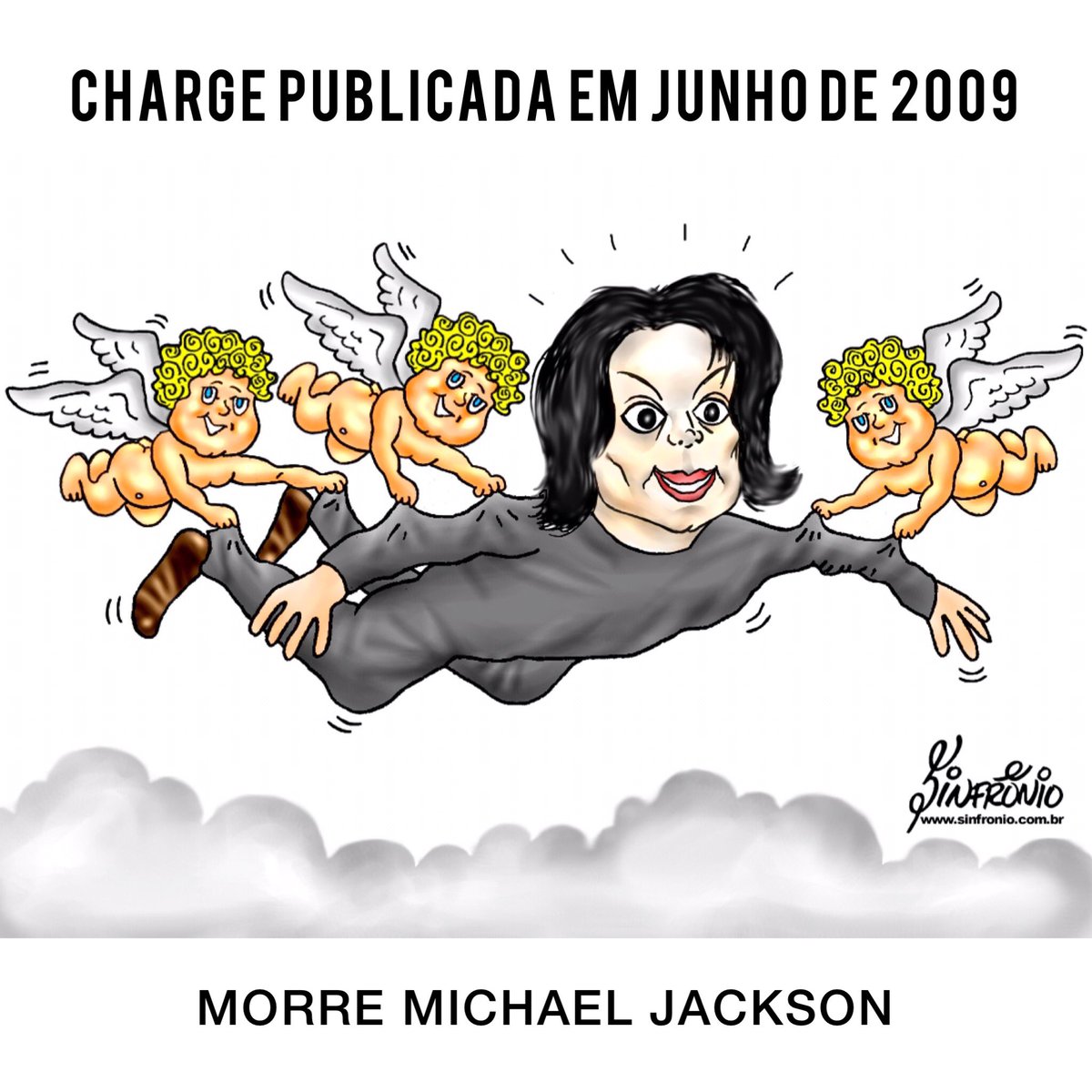 RETROSPECTIVA #michaeljackson #cantorpop #pop #peterpan #pedofilo #anjos #anjinhos #popstar #charge #humor #sinfronio