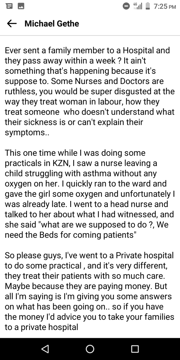 MxohMchunu's tweet photo. @Life_After_18 There is the story of the Nurses at public hospitals who kill patients https://t.co/eyz6umCtrV