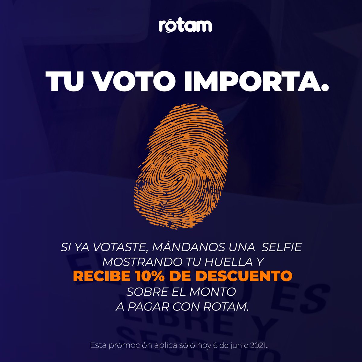 rotam_io's tweet photo. Tu haces el cambio, deja huella este 6 de Junio 2021 y sal a votar. 🧡
.
.
.
#SomosRotam #vota #6junio #6junio2021 #eleccionesmexico #elecciones2021 https://t.co/zqX1T3MqeX