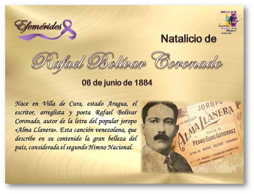 #EfeméridesDelDía 6 de #Junio
“Nací en esta ribera del Arauca vibrador
Soy hermano de la espuma
De las garzas y de las rosas
Soy hermano de la espuma,
De las garzas, de las rosas
Y del sol
Y del sol.”