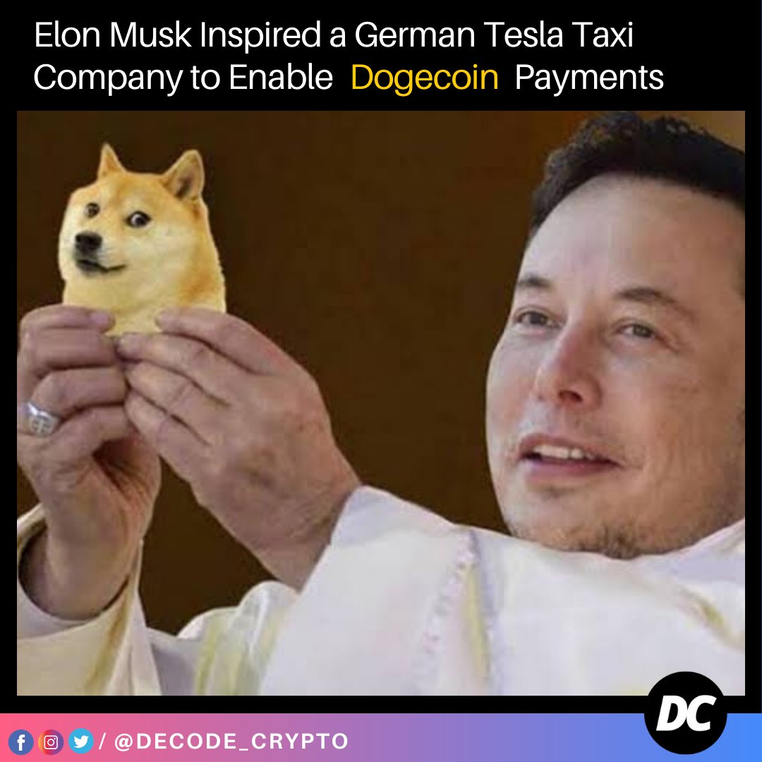 DecodeCrypto_'s tweet image. The owner of the first German taxi company that enabled DOGE payments for its services tells the story of how it got there. Oh, @elonmusk is involved.

#dogecoin #doge #crypto #bitcoin #cryptocurrency #blockchain #btc #ethereum #forex #money #trading #bitcoinmining