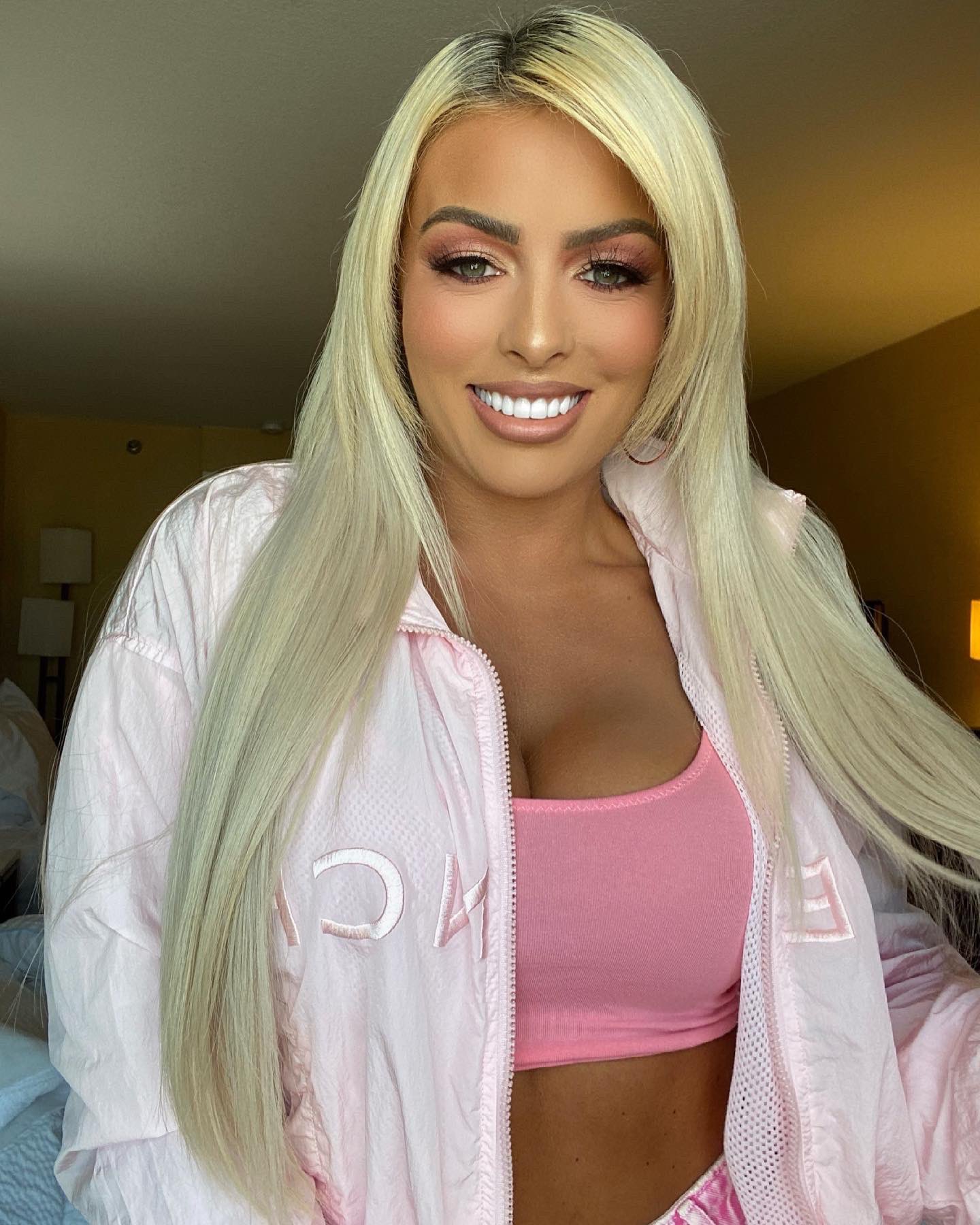 WWE Star Mandy Rose Celebrates Pop-Up Shop Opening In Monchromatic Dress 3