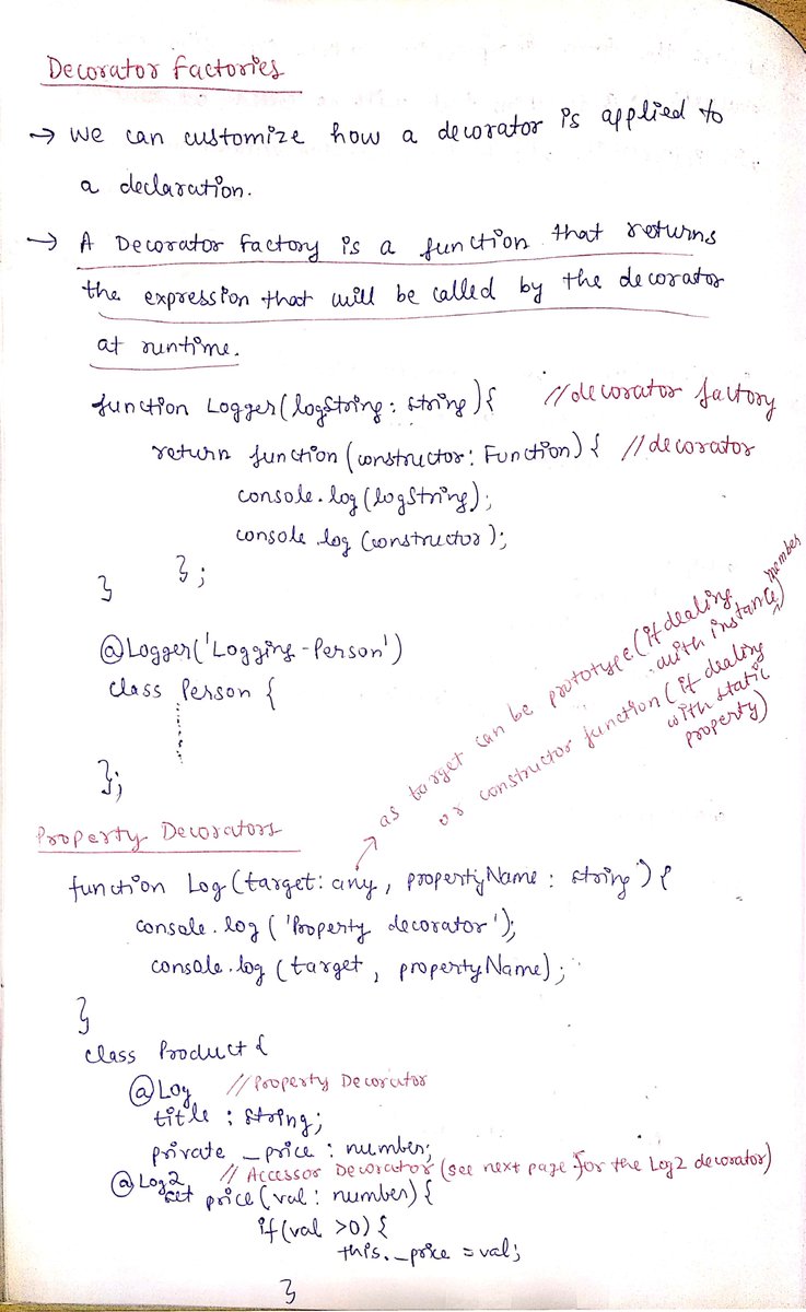 thesavvycoder's tweet image. Finished with #Day6 of my #30DaysOfTypeScript Challenge.
Topic Covered : 
👉 Decorators
Follow me here : github.com/tarunsinghdev/…
#TypeScript #30DaysOfCode 
Today's Notes : 👇👇