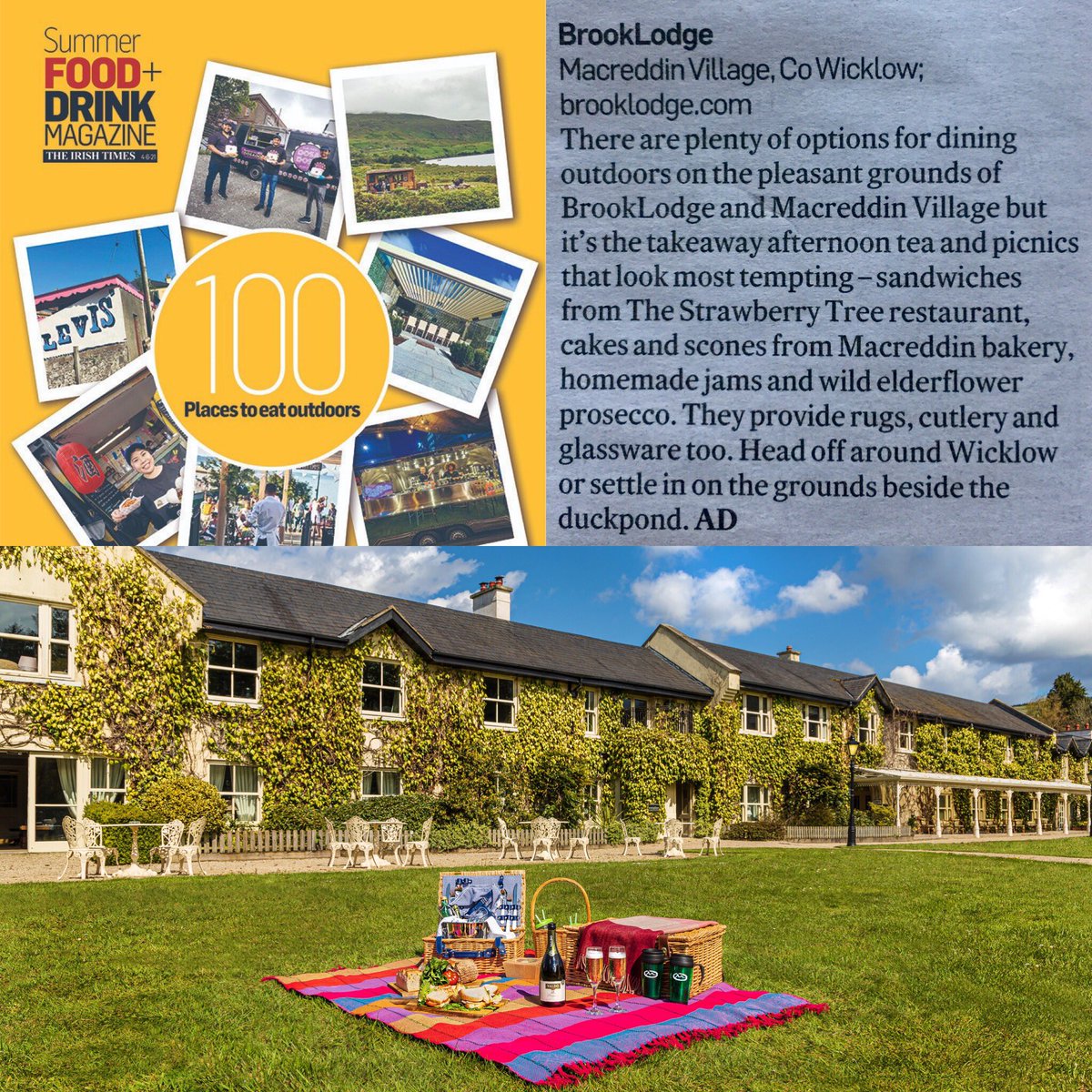 Finally catching up on <a href="/IrishTimes/">The Irish Times</a> and so delighted to be included in 100 places to eat outdoors. Thanks so much to @ThatAliceCooks <a href="/CorinaHardgrave/">Corinna Hardgrave</a> <a href="/allthefood_/">All The Food</a> <a href="/mcdigby/">Marie-Claire Digby</a> #BrookLodge #Macreddin #Wicklow