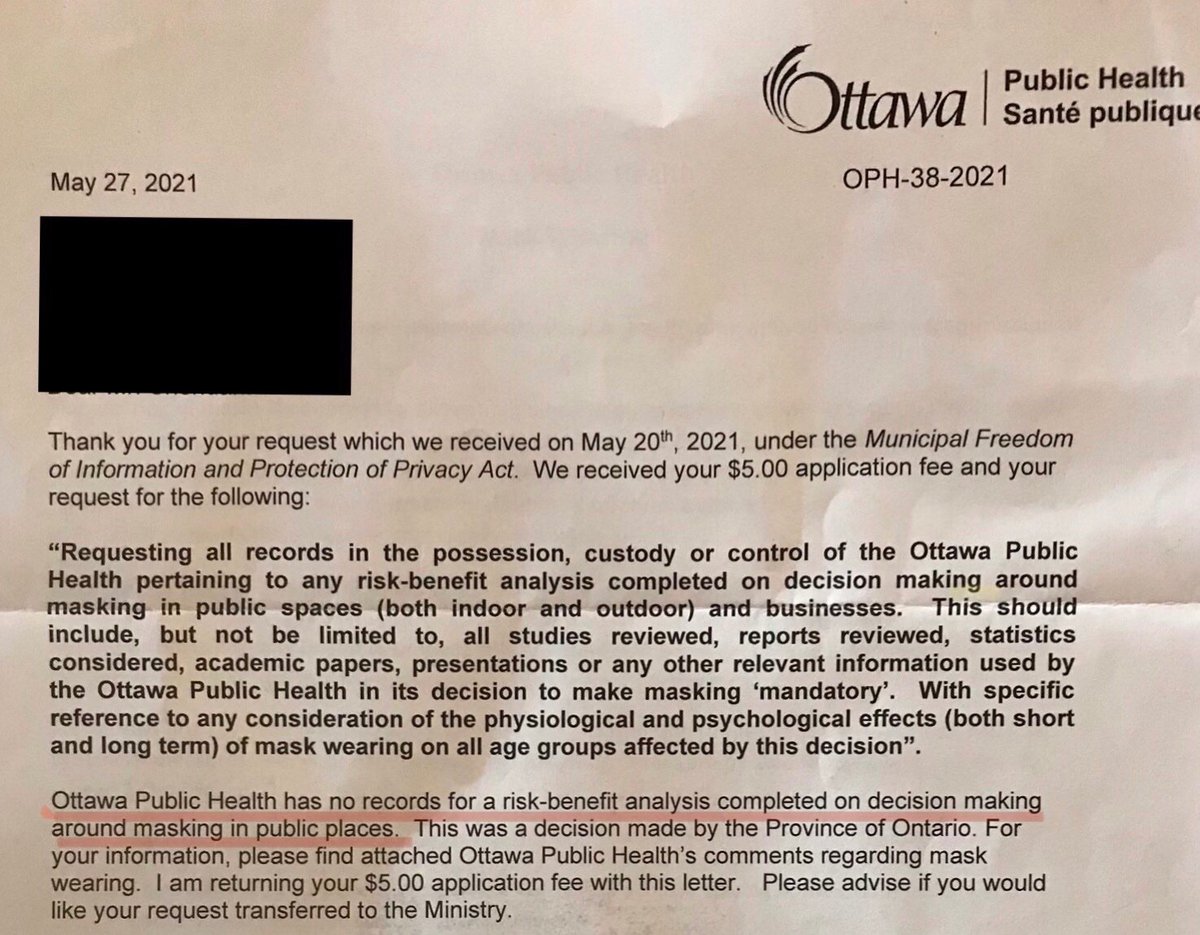 1/Well this is embarrassing  @JimWatsonOttawa  @VeraEtches  @OttawaHealth. Imagine implementing something as uncomfortable and intrusive as being forced to breathe through fabric & having your face cancelled without any backing science, data or assessment of risk.