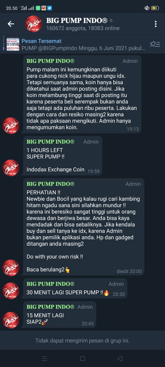 jeks_situmorang's tweet photo. Saya pikir Pump ini bagus... Ya bagus untuk pemilik group (pic) yg mengajak pump #crypo #indonesia.

Tapi saya tidak yakin (admin) bersamaan dalam membeli. Namun sudah melakukan buy di awal. 

Bukan ajakan. Tp berhati-hati lah.

Pump bisa menguntungkan atau merugikan. #simple https://t.co/7v6JkKgQap