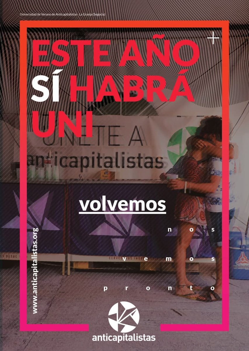 Este ano volve a Universidade de verán de <a href="/anticapi/">Anticapitalistas</a> na súa XI edición, do 26 ao 28 de agosto. Ide reservando datas, en breve teremos o programa e as inscricións abertas ❤️💚💜#Volvemos