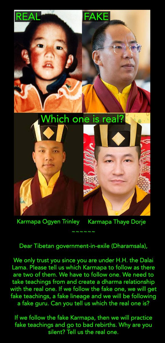 VajraVe's tweet photo. This is a serious #spiritual matter.

It's been 3 YEARS and I'm waiting.

#Tibetan government in #India, please pick the #fake one out.

#Karmapa #DiamondWay #Tibet #Tibetan #Buddhist #Buddha #DalaiLama #India #Modi #Sikkim #Karma #PanchenLama https://t.co/pT2cwbh6za https://t.co/E4yEBaGvzn