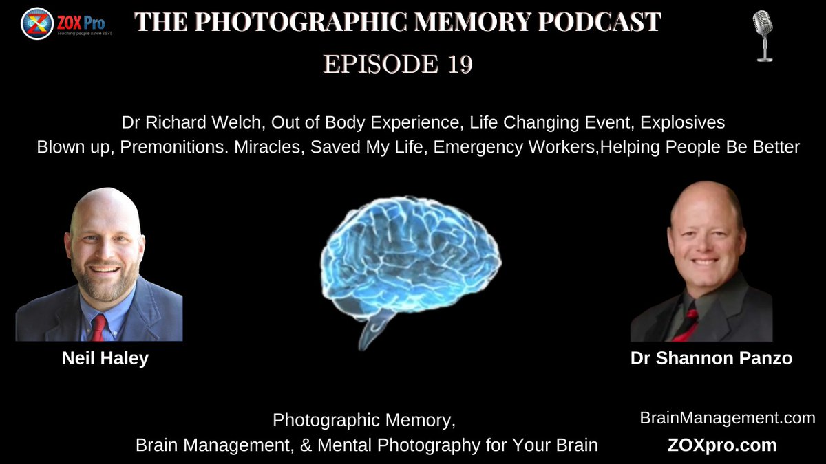 mindtomind's tweet photo. This week on the Photographic Memory Podcast, Dr. Shannon Panzo talks about how did this all begin 35 years ago. He also talks about a life-changing event that occurred to him.
Check out the episode now- https://t.co/WrZGwu5ziy
#podcast #memory #brain #ZOXPRO #photomemory https://t.co/i8GPkqZiGF