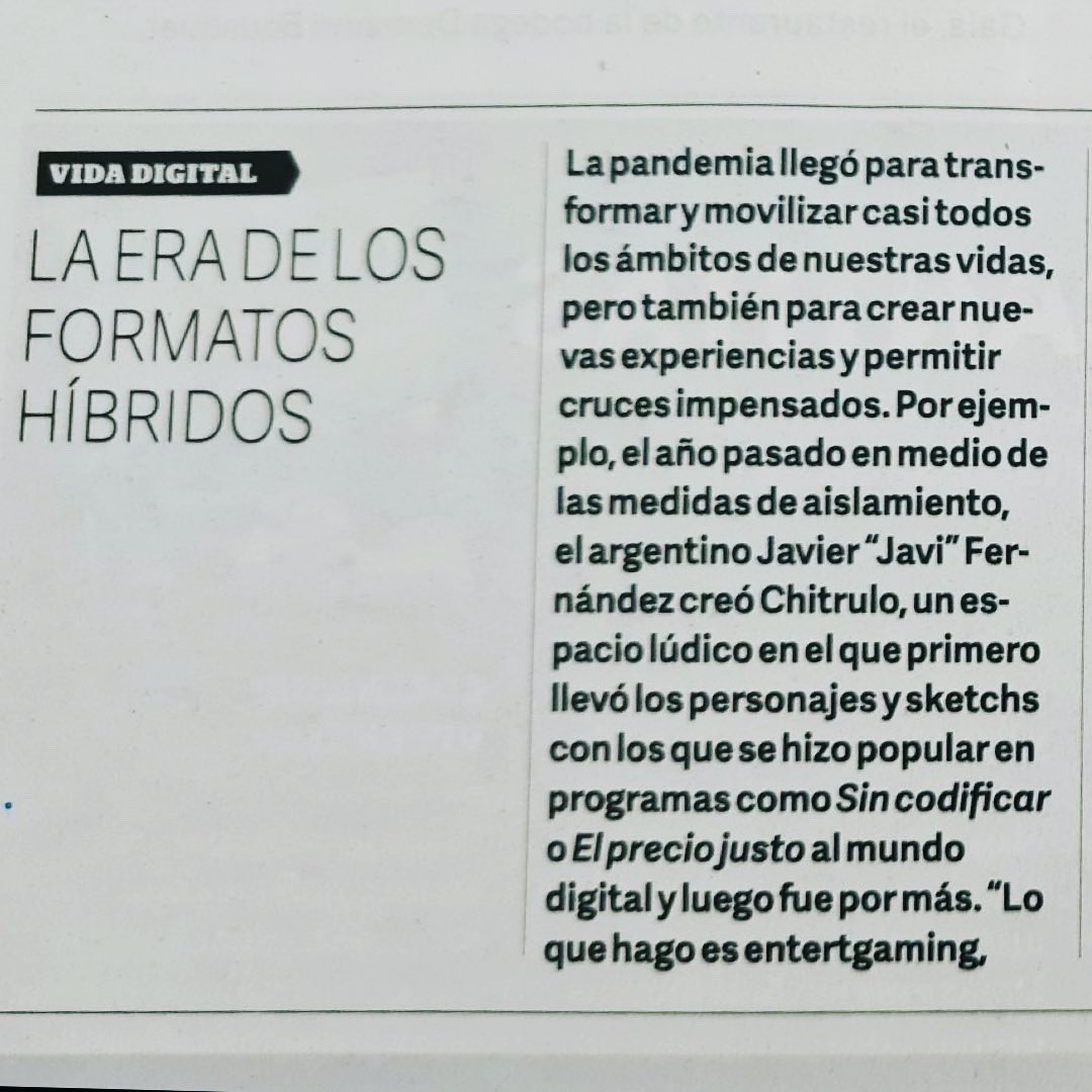 javifernandez's tweet photo. Hoy en #RevistaViva salió una columna sobre #Chitrulo, el proyecto de humor y gaming que con tanta dedicación llevamos adelante en https://t.co/0FOxTNk8MY.
Gracias @capitanintriga por este espacio! Si quieren sumarse los esperamos en https://t.co/TlIH6r6yE0 https://t.co/Z2OUe43Aon