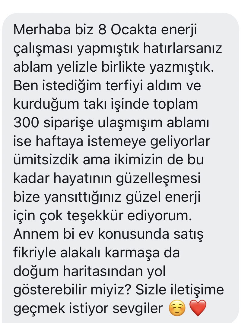 Enerji çalışması doğum haritası üzerinden yapılan muhteşem bir huzur frekansı oluşturma düzenidir.
Aşk,evlilik huzuru, kariyer paydasında yükseliş, en önemlisi nazar ve ağırlıktan arınmayı tamamlar. Bugün için indirimde ve işlem alan her müşterime kahve falı hediye ediyorum❤️