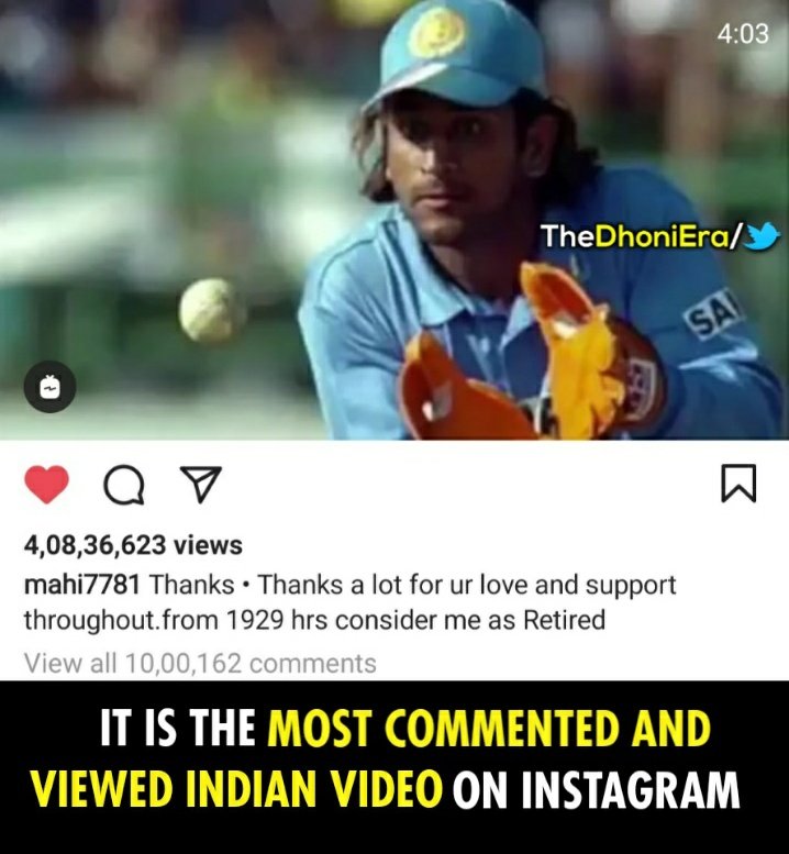 TheDhoniEra's tweet photo. 40 Million views | 1 Million Comments ❤️

@MSDhoni • #MSDhoni • #WhistlePodu https://t.co/50hgQpGiFe