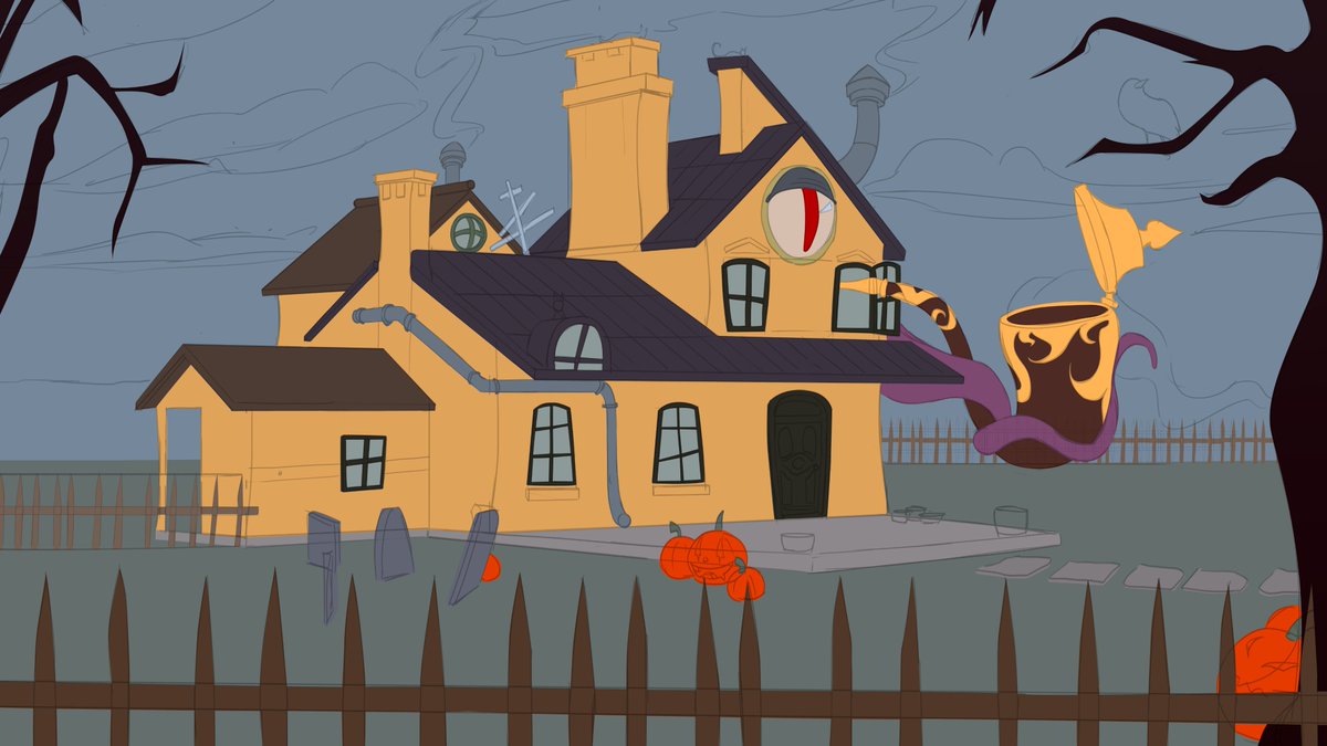 artdougferreira's tweet photo. Smoking house 
.
#digitalart #art #drawing #artist #artwork #illustration #digitalpainting #photoshop #blizzard #riotgames #fantasyart #background #conceptartbackground #conceptart
#cenary #ruby #snow #explorer #concept #conceptdesign #crystal #red #halloween #painting #landscape https://t.co/twRSkHIrpW