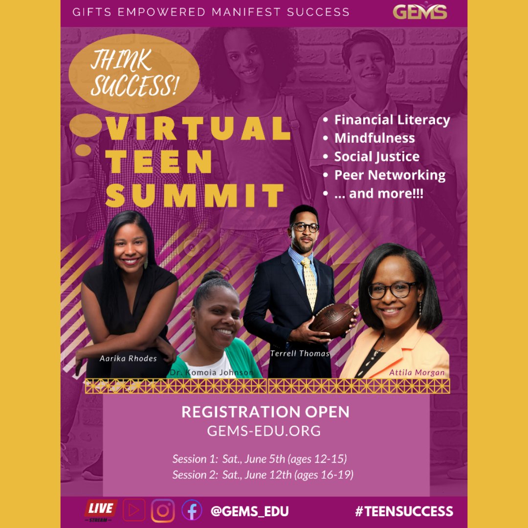 Thank you to all the students &amp; presenters that attended our Virtual Teen Summit Saturday! Great  info, great questions, &amp; action steps + young Abrea did a great job on her SpeakLife piece.  Make sure you join this Saturday for the conclusion on the matter + scholarships &amp; prizes