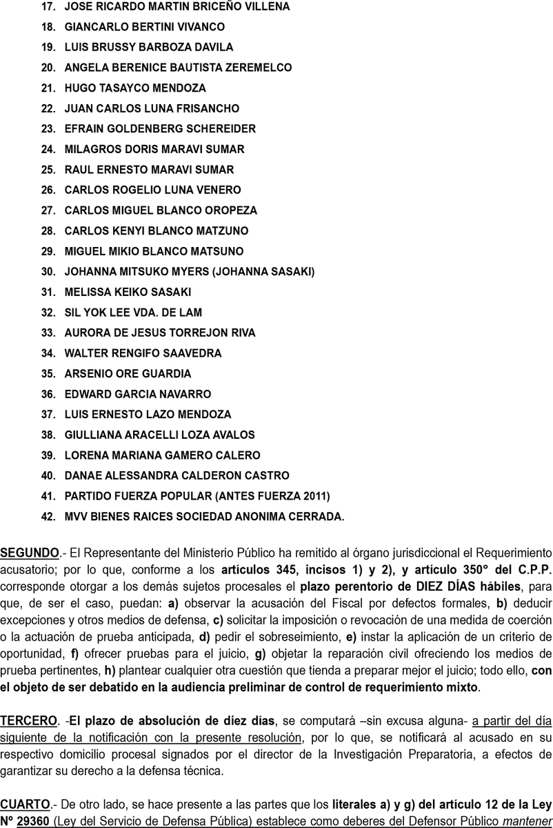 whuacasi's tweet photo. #ÚLTIMO | Resolución del viernes 4 de junio del juez Víctor Zúñiga, quien inicia formalmente el control de acusación por los delitos de lavado de activos y organización criminal contra Keiko Fujimori y otras 41 personas. https://t.co/ySHwHwn2SK